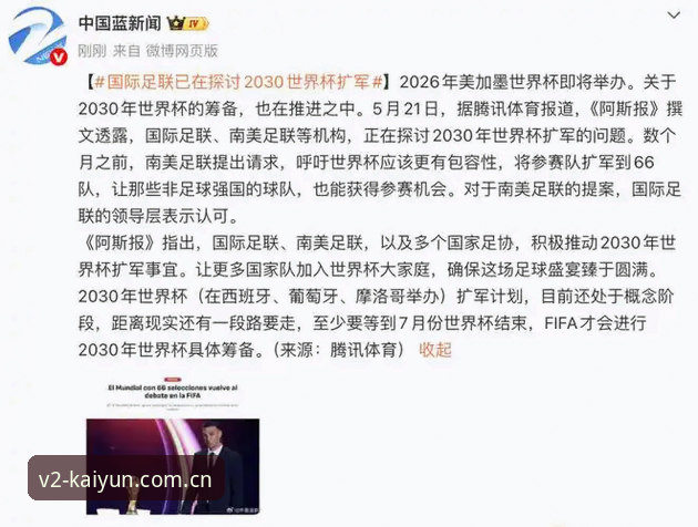 2030年世界杯扩军至66队方案详解——中国男足迎来新机遇